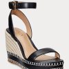 Espadrille en cuir noir Ralph Lauren Hilarie pour femme
