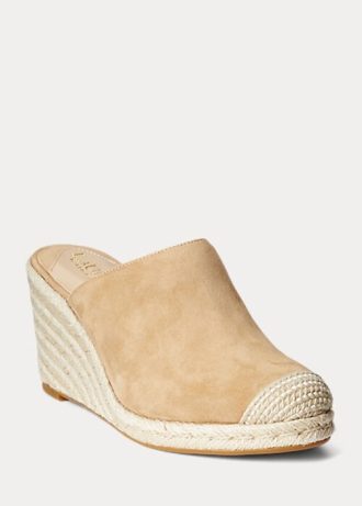 Espadrilles en daim Ralph Lauren Pennie pour femmes kaki