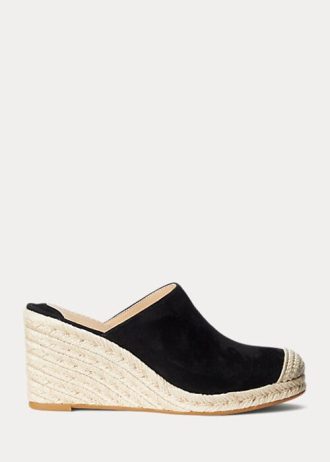 Espadrilles en daim Ralph Lauren Pennie pour femmes noires
