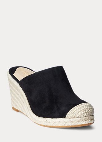 Espadrilles en daim Ralph Lauren Pennie pour femmes noires