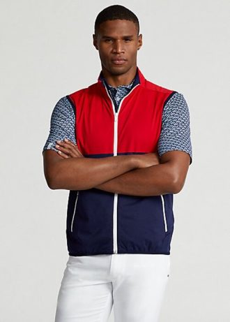 Gilet déperlant pliable Ralph Lauren rouge/bleu marine pour homme