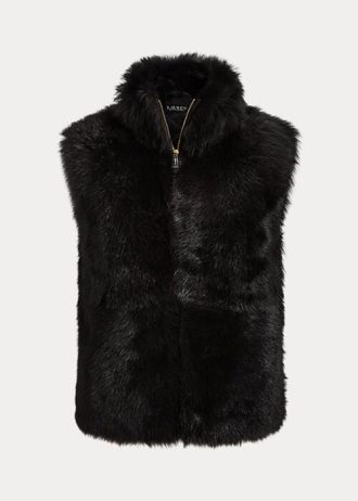 Gilet en peau lainée noire Ralph Lauren pour femme