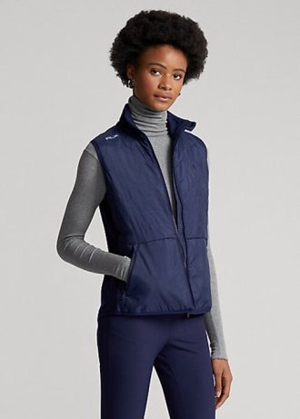 Gilet hybride matelassé à fermeture éclair intégrale bleu marine Ralph Lauren pour femme