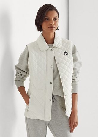 Gilet matelassé en losanges Ralph Lauren crème pour femme