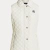 Gilet matelassé en losanges Ralph Lauren crème pour femme Gilet matelassé en losanges Ralph Lauren crème pour femme