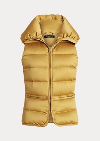 Gilet matelassé en satin doré Ralph Lauren pour femme