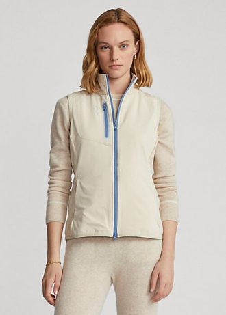 Gilet sans manches entièrement zippé en tissu éponge Ralph Lauren crème pour femme