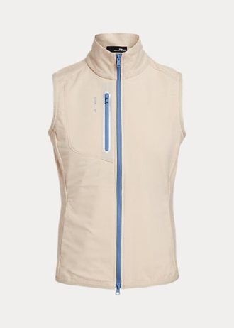 Gilet sans manches entièrement zippé en tissu éponge Ralph Lauren crème pour femme