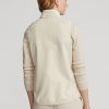 Gilet sans manches entièrement zippé en tissu éponge Ralph Lauren crème pour femme Gilet sans manches entièrement zippé en tissu éponge Ralph Lauren crème pour femme