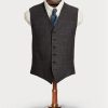 Gilets gris en soie et lin à carreaux Ralph Lauren pour homme Gilets gris en soie et lin à carreaux Ralph Lauren pour homme