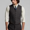 Gilets gris en soie et lin à carreaux Ralph Lauren pour homme Gilets gris en soie et lin à carreaux Ralph Lauren pour homme