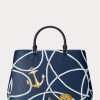 Grand sac cartable Hanna en cuir à imprimé corde nautique pour femme Ralph Lauren Crosshatch