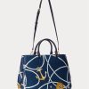 Grand sac cartable Hanna en cuir à imprimé corde nautique pour femme Ralph Lauren Crosshatch