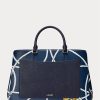 Grand sac cartable Hanna en cuir à imprimé corde nautique pour femme Ralph Lauren Crosshatch