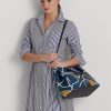 Grand sac cartable Hanna en cuir à imprimé corde nautique pour femme Ralph Lauren Crosshatch