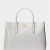 Grand sac cartable Marcy en cuir gaufré blanc pour femme Ralph Lauren