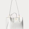 Grand sac cartable Marcy en cuir gaufré blanc pour femme Ralph Lauren