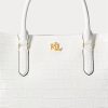 Grand sac cartable Marcy en cuir gaufré blanc pour femme Ralph Lauren