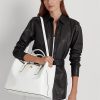 Grand sac cartable Marcy en cuir gaufré blanc pour femme Ralph Lauren