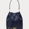 Grand sac à main Andie en cuir bleu marine raffiné pour femme Ralph Lauren Grand sac à main Andie en cuir bleu marine raffiné pour femme Ralph Lauren