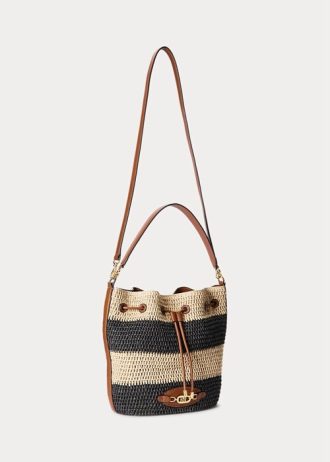 Grand sac à main Andie en paille Ralph Lauren pour femme, naturel/noir/bronzé Lauren