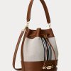 Grand sac à main Andie en toile Ralph Lauren pour femme, beige/bleu marine à rayures Grand sac à main Andie en toile Ralph Lauren pour femme, beige/bleu marine à rayures
