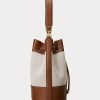 Grand sac à main Andie en toile Ralph Lauren pour femme, beige/bleu marine à rayures Grand sac à main Andie en toile Ralph Lauren pour femme, beige/bleu marine à rayures
