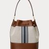 Grand sac à main Andie en toile Ralph Lauren pour femme, beige/bleu marine à rayures Grand sac à main Andie en toile Ralph Lauren pour femme, beige/bleu marine à rayures