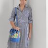 Grand sac à main Andie Ralph Lauren pour femme, kaki/bleu Nouvelle-Angleterre, monogramme Grand sac à main Andie Ralph Lauren pour femme, kaki/bleu Nouvelle-Angleterre, monogramme