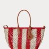 Grands sacs fourre-tout Bellport tissés à rayures Ralph Lauren pour femme Ruby/Natural Grands sacs fourre-tout Bellport tissés à rayures Ralph Lauren pour femme Ruby/Natural