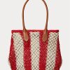 Grands sacs fourre-tout Bellport tissés à rayures Ralph Lauren pour femme Ruby/Natural Grands sacs fourre-tout Bellport tissés à rayures Ralph Lauren pour femme Ruby/Natural