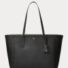 Grands sacs fourre-tout Clare en cuir noir Ralph Lauren Crosshatch pour femme
