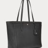 Grands sacs fourre-tout Clare en cuir noir Ralph Lauren Crosshatch pour femme