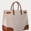 Grands sacs fourre-tout Devyn en toile Ralph Lauren pour femme, couleur vanille/lauren tan Grands sacs fourre-tout Devyn en toile Ralph Lauren pour femme, couleur vanille/lauren tan