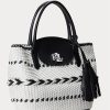 Grands sacs fourre-tout Perri en cuir tissé à motif géométrique Ralph Lauren noir/blanc neige pour femme