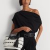 Grands sacs fourre-tout Perri en cuir tissé à motif géométrique Ralph Lauren noir/blanc neige pour femme