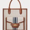 Grands sacs fourre-tout Symone en toile Ralph Lauren Tan/Navy pour femme Grands sacs fourre-tout Symone en toile Ralph Lauren Tan/Navy pour femme