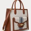 Grands sacs fourre-tout Symone en toile Ralph Lauren Tan/Navy pour femme Grands sacs fourre-tout Symone en toile Ralph Lauren Tan/Navy pour femme