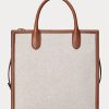 Grands sacs fourre-tout Symone en toile Ralph Lauren Tan/Navy pour femme Grands sacs fourre-tout Symone en toile Ralph Lauren Tan/Navy pour femme