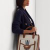 Grands sacs fourre-tout Symone en toile Ralph Lauren Tan/Navy pour femme Grands sacs fourre-tout Symone en toile Ralph Lauren Tan/Navy pour femme
