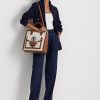 Grands sacs fourre-tout Symone en toile Ralph Lauren Tan/Navy pour femme Grands sacs fourre-tout Symone en toile Ralph Lauren Tan/Navy pour femme