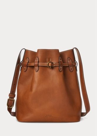 Grands sacs seau Bellport en cuir Ralph Lauren pour femme de Cuoio