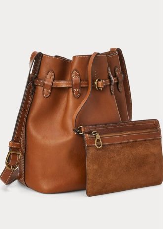 Grands sacs seau Bellport en cuir Ralph Lauren pour femme de Cuoio