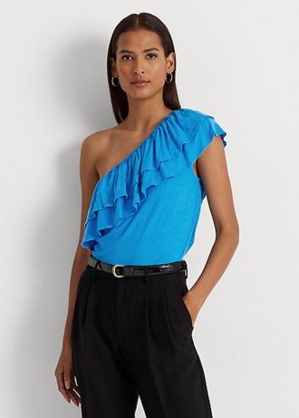 Hauts asymétriques en jersey bleu Ralph Lauren pour femme