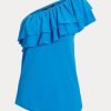 Hauts asymétriques en jersey bleu Ralph Lauren pour femme Hauts asymétriques en jersey bleu Ralph Lauren pour femme