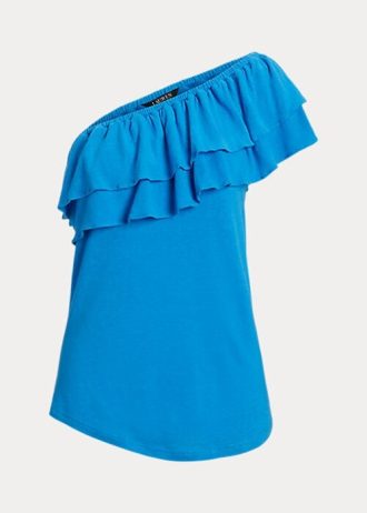 Hauts asymétriques en jersey bleu Ralph Lauren pour femme