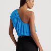 Hauts asymétriques en jersey bleu Ralph Lauren pour femme Hauts asymétriques en jersey bleu Ralph Lauren pour femme