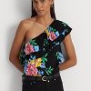 Hauts asymétriques en jersey fleuri multicolore Ralph Lauren pour femmes