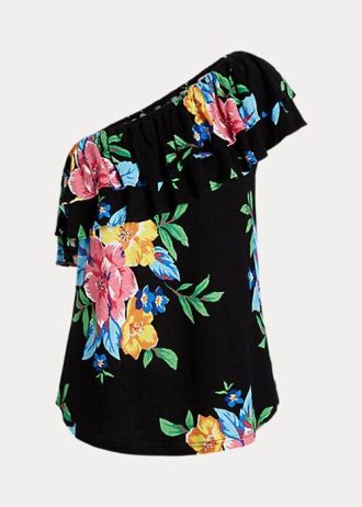 Hauts asymétriques en jersey fleuri multicolore Ralph Lauren pour femmes