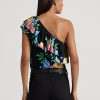 Hauts asymétriques en jersey fleuri multicolore Ralph Lauren pour femmes